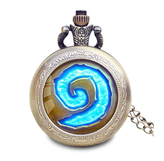 World of Warcraft Hearthstone Theme Glass Dome Case Quartz Pocket Watch