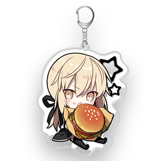 Cute Saber Alter Eating Burger Keychain