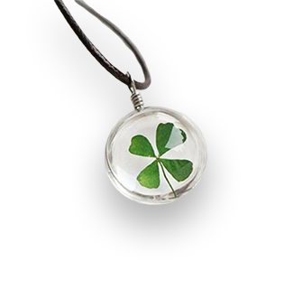 Encased Four Leaf Luck Clover Necklace