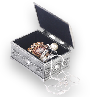 Stylish Antique Fashion - Silver Jewelry Treasure Chest