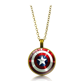 Captain America Shield Pendant Golden Chain Necklace